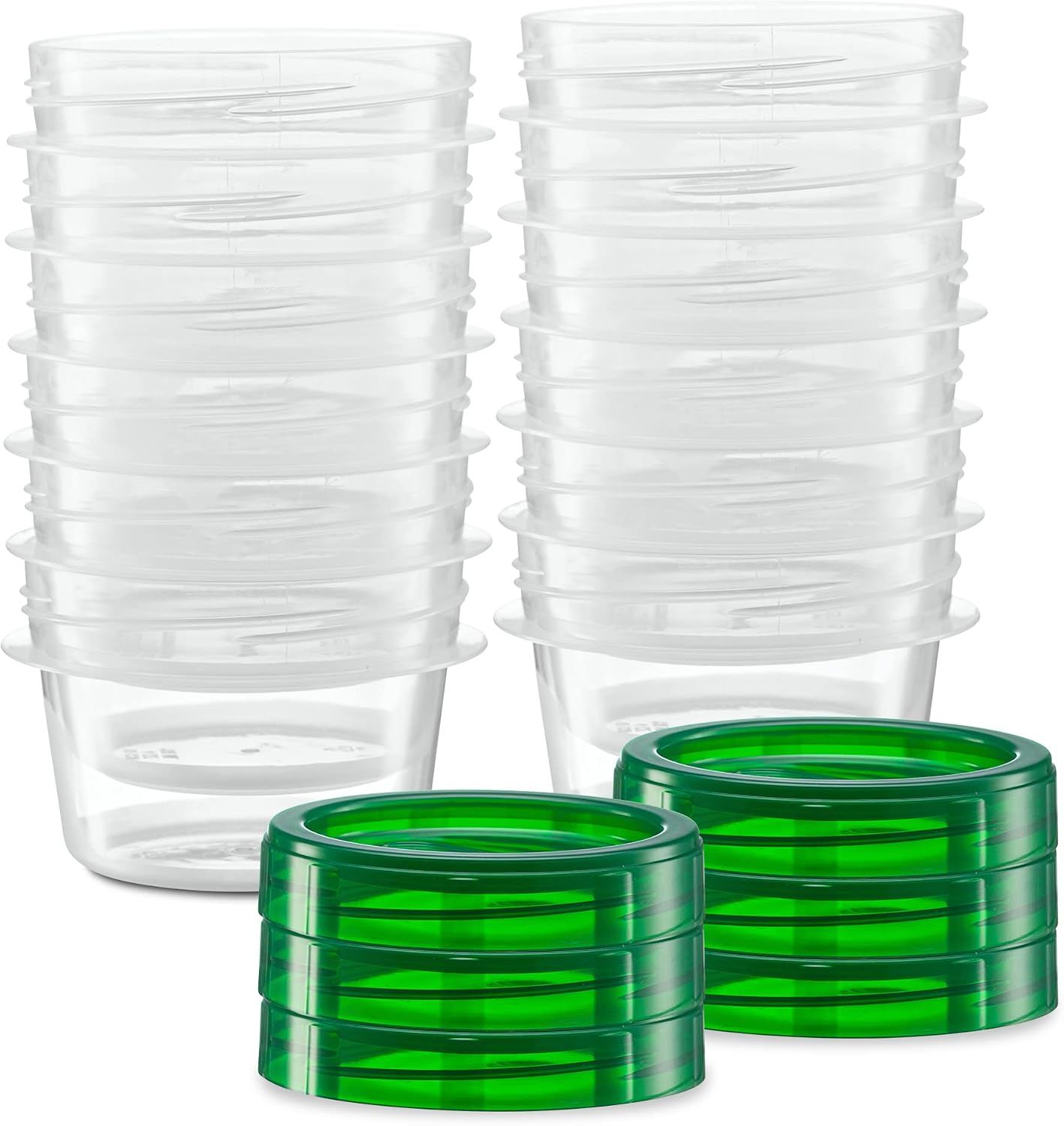 20 Contenedores 4oz Tapa Giratoria Tapa Verde Congelador