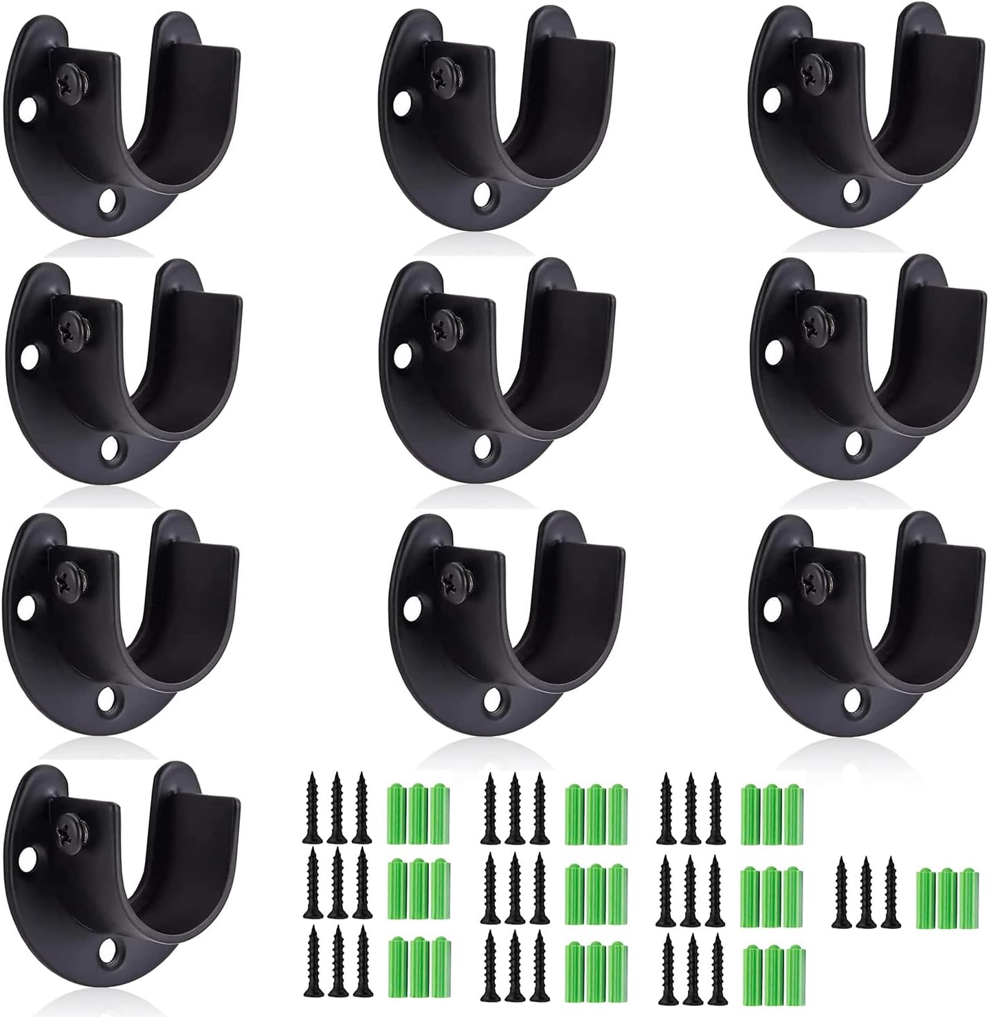 10 Soportes Acero Inox Barra Armario Negro 1-1/4"