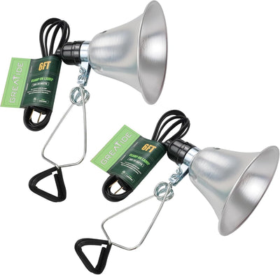 2 Lámparas Abrazadera Reflector Aluminio 5.5pulg E26 60W Cable 6ft