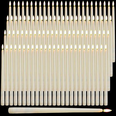 100 Pzas Velas Cónicas Led Parpadeantes Color Marfil
