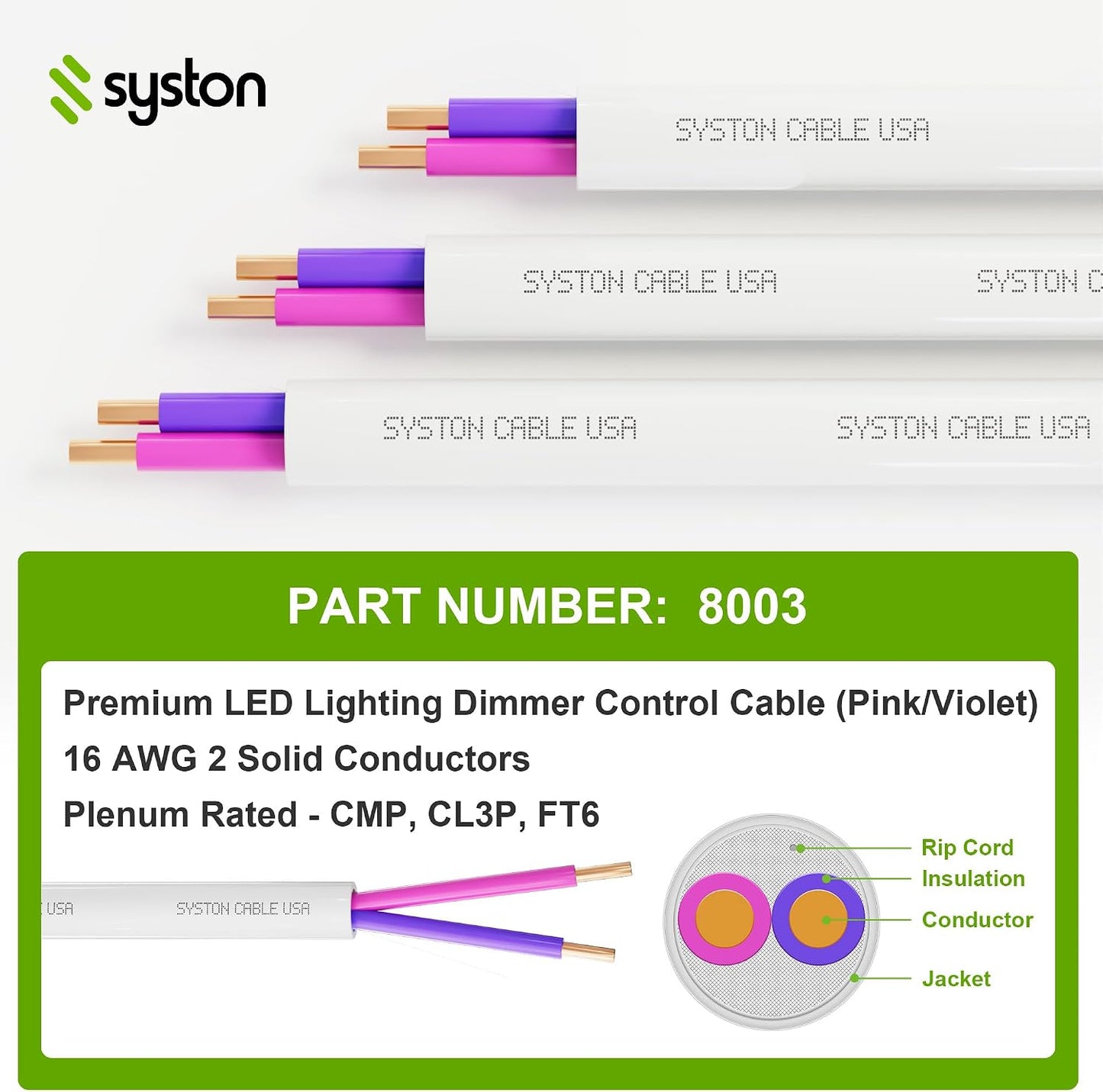 Cable control luminaria LED 16/2 sin blindaje CMP CL3P FT6