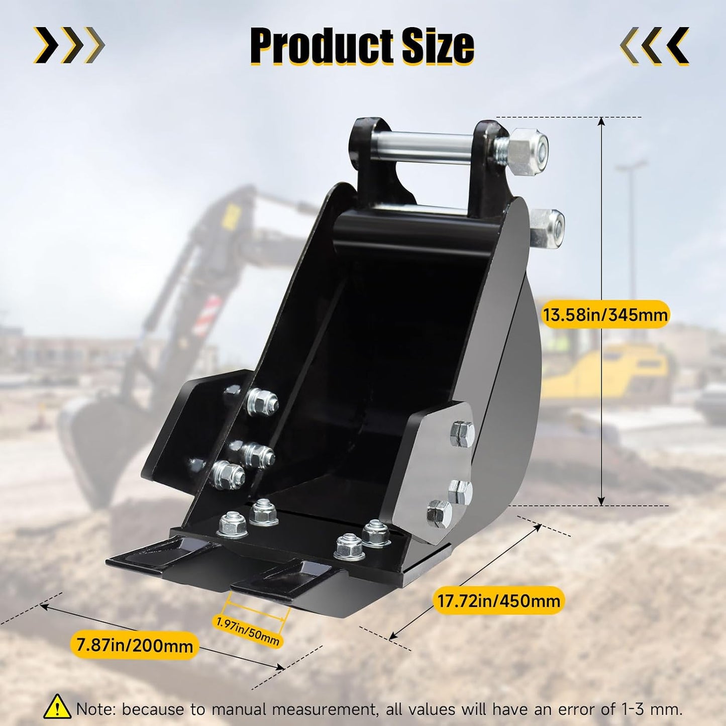 Mini cubo excavadora 7.78pulg diámetro 0.98pulg metal