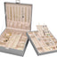 Estuche cuero joyas 2 capas con almohadilla remov. gris