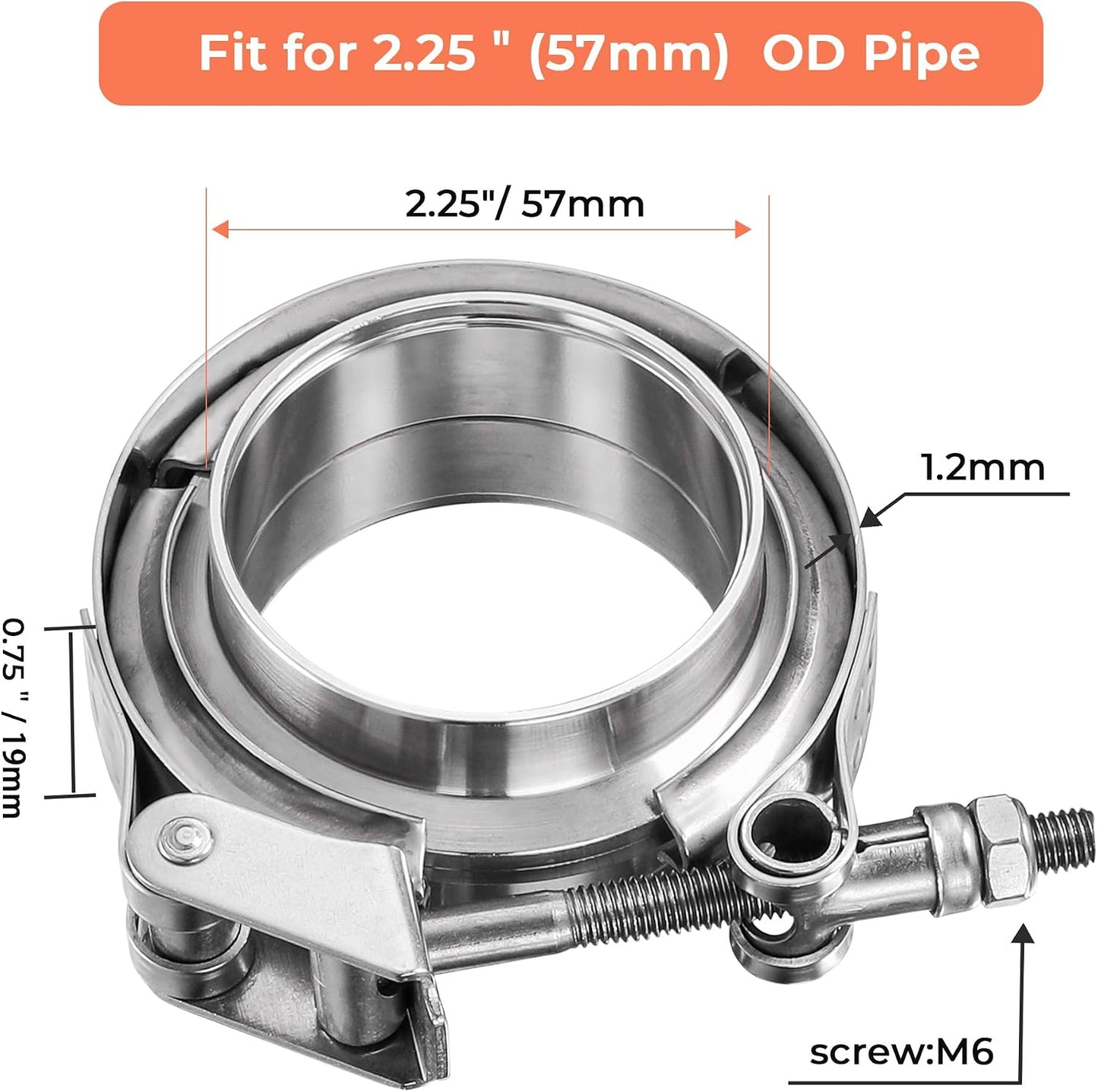 Abrazadera V escape acero inox 304 2.25pulg rápida 1 ud