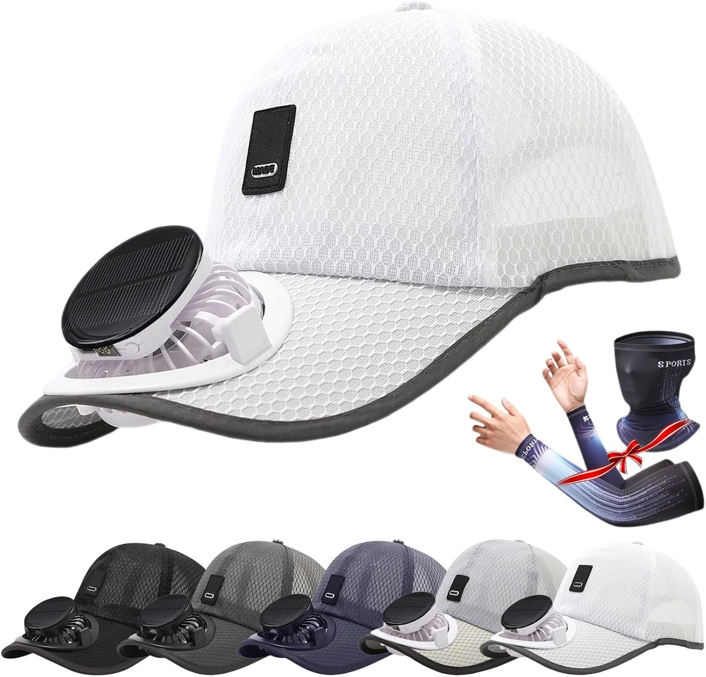 Tapa pico recargable solar con ventilador deportivo