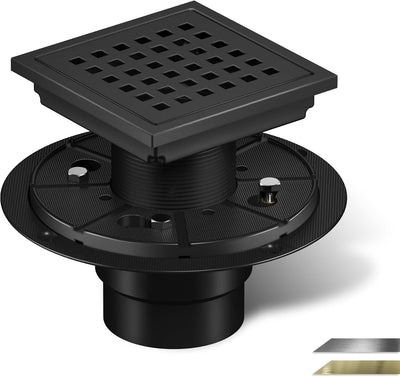 Desagüe ducha cuadrado 4pulg acero inox cubierta rejilla negro