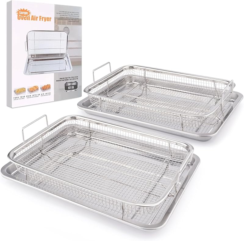 Cesta freidora aire acero inox 18.7x12.8" set 2