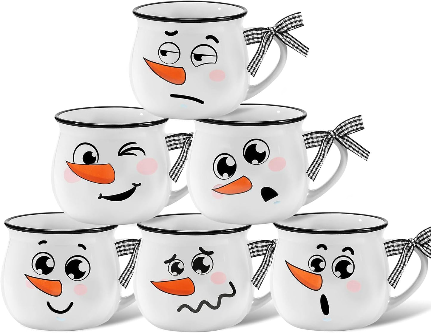 Set 6 Tazas Cerámica Invierno 12oz con Asa Regalo Centros Mesa