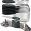 Set 16 Pzas Tazas y Cucharas Acero Inox con Nivelador