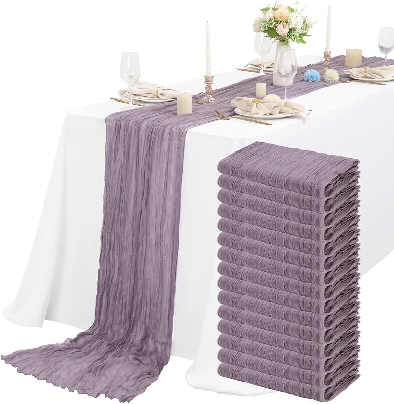 15 Caminos Mesa Estopilla Morado Claro 10ft Gasa Rústica Lavanda