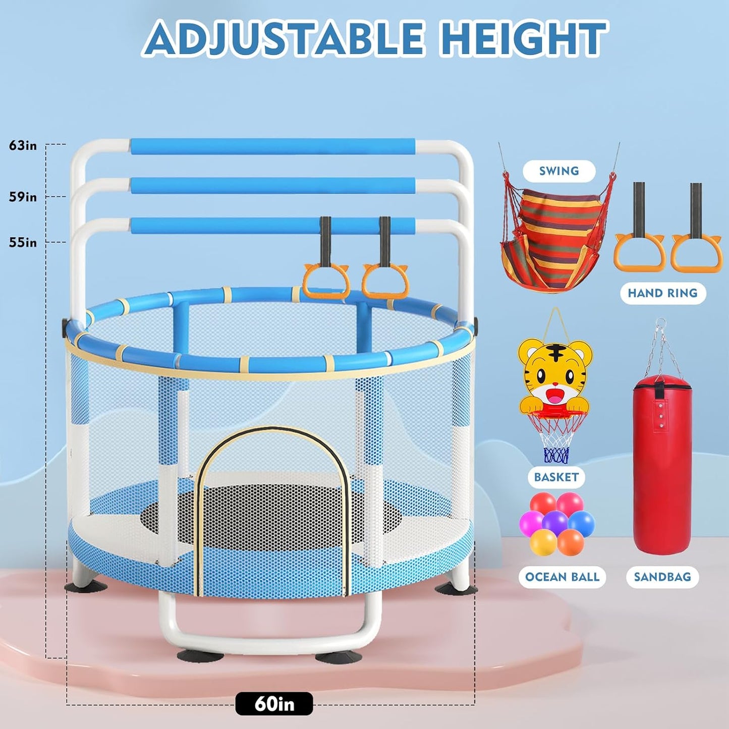Bounce House 5ft para Niños con Red de Seguridad