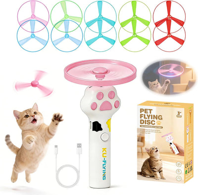 Lanzador discos voladores para gatos y perros con 10 discos