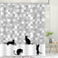 Cortina ducha con gato negro gris blanco 72x72pulg poliéster