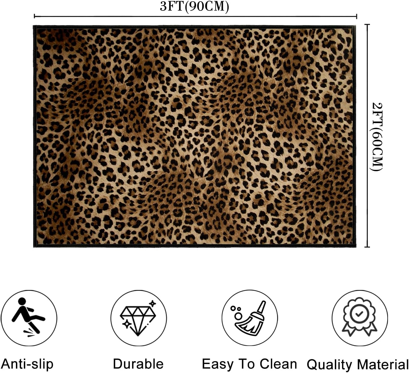Alfombra leopardo lavable 2x3m suave antiderrap puerta