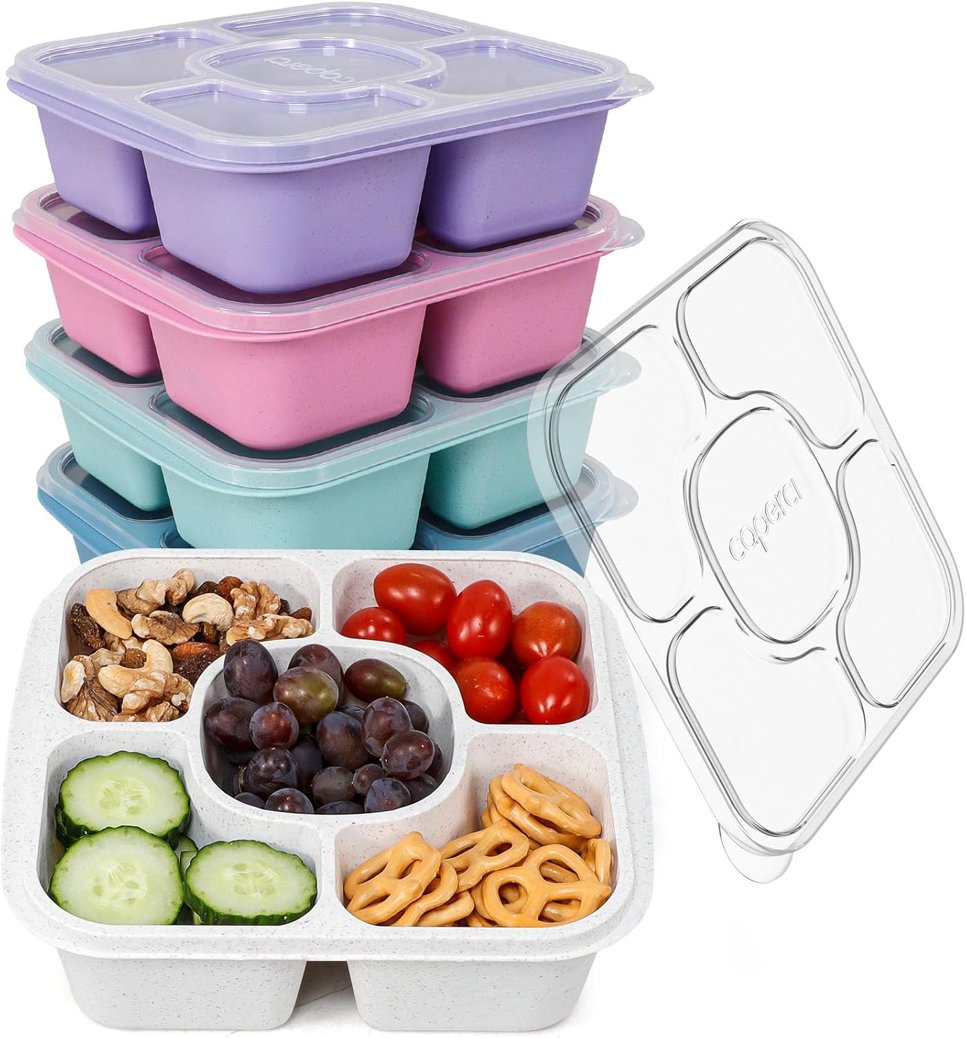 Set 5 Recipientes Bento Almuerzo 5 Compartimentos Reutilizables