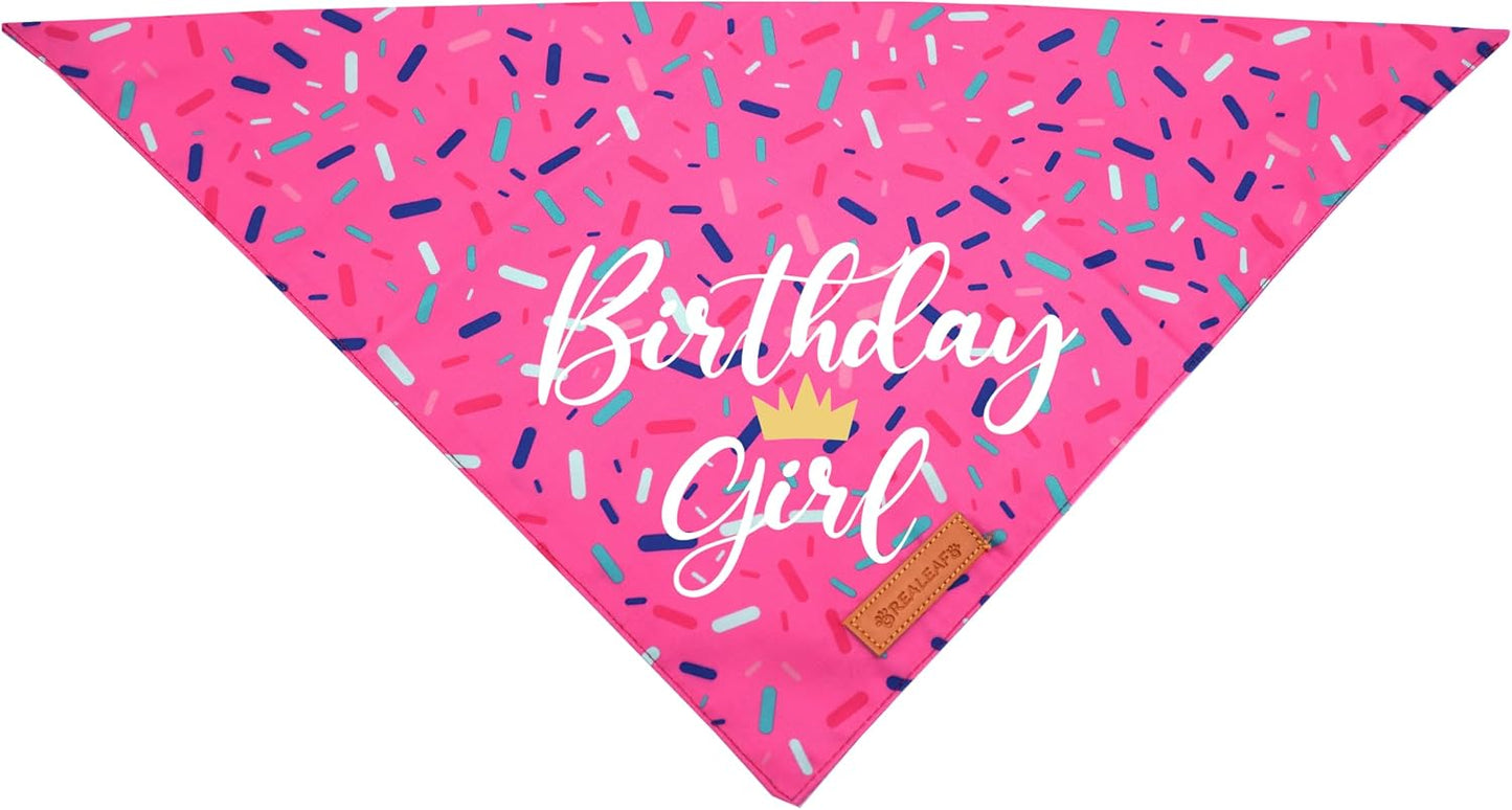 Bandana cumpleaños perro duradera tela rosa grande