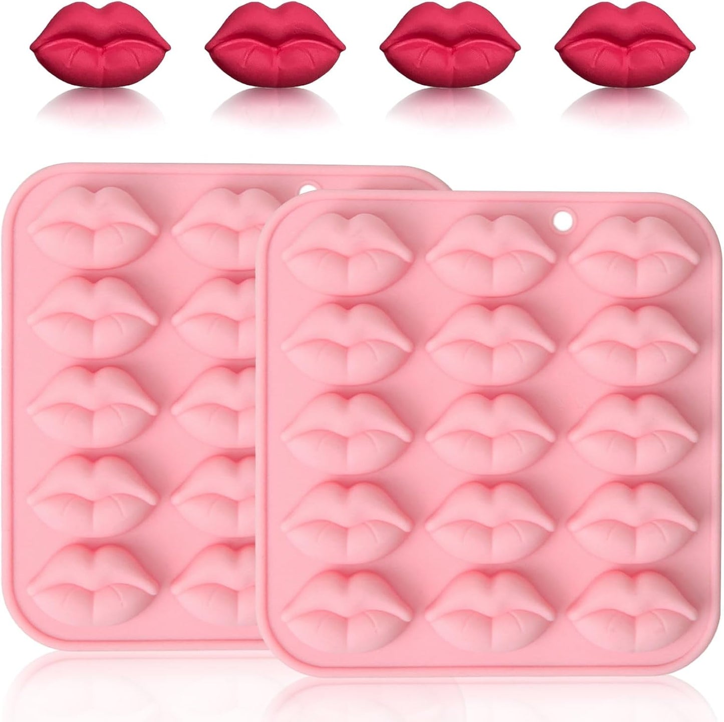Set 2 Moldes Silicona Labios 15 Cavidades Chocolate Gomita