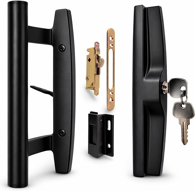 Kit repuesto manija puerta corrediza vidrio aluminio negro