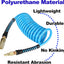 Manguera aire poliuretano 1/4pulg 10ft acoplador latón 145PSI azul