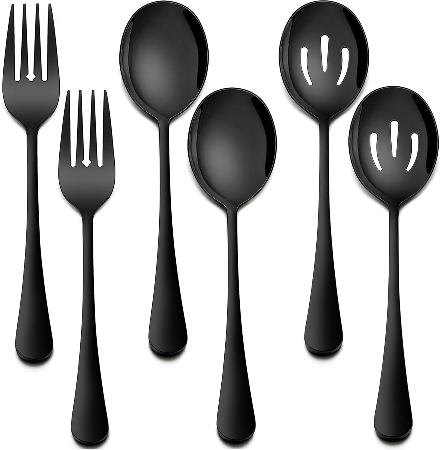 Set 6 cucharas acero inox color negro para servir