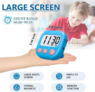 Pack 12 temporizadores digitales LCD magnéticos aula gimnasio