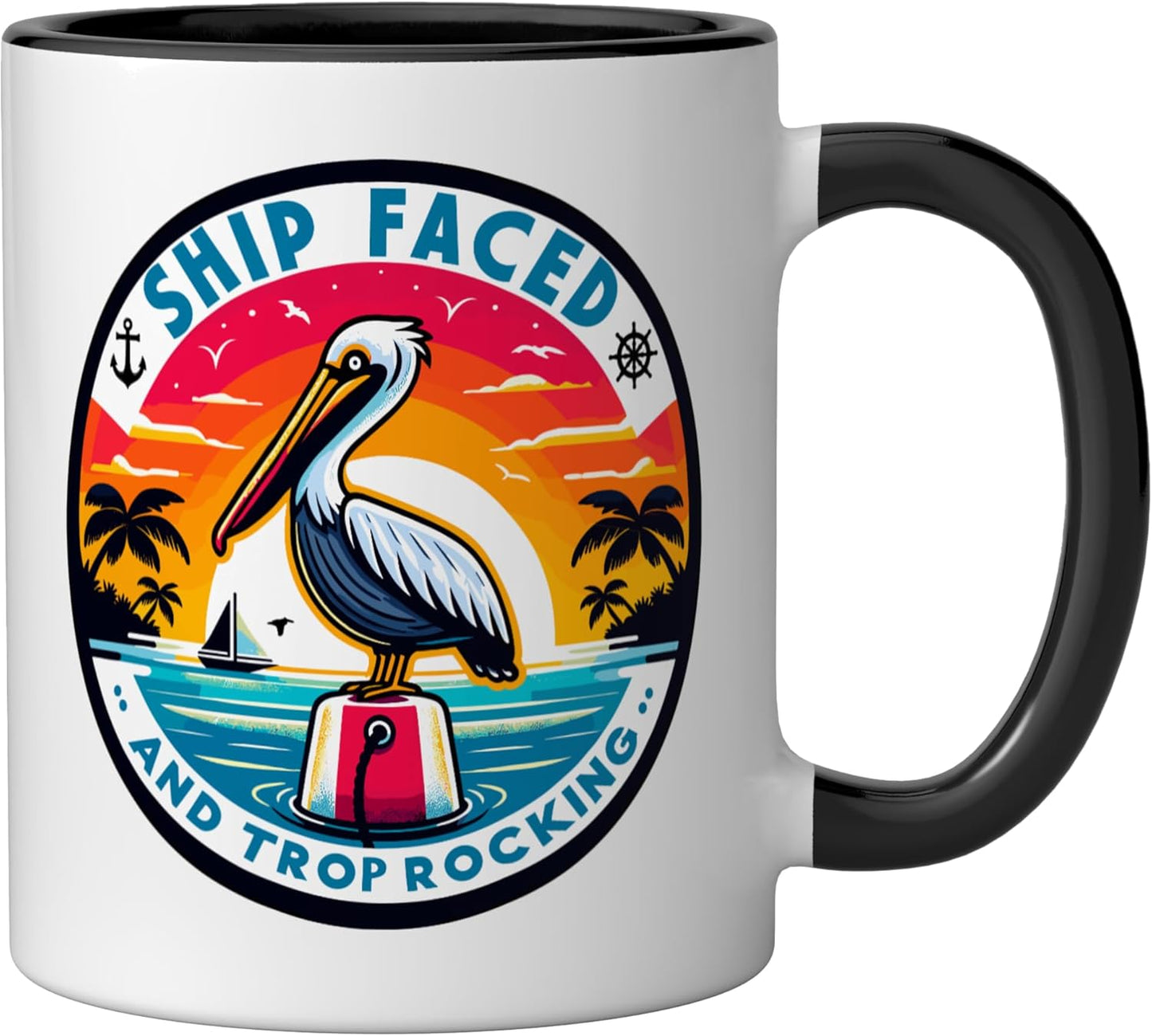 Taza Cerámica para Náutico Negro/Blanco