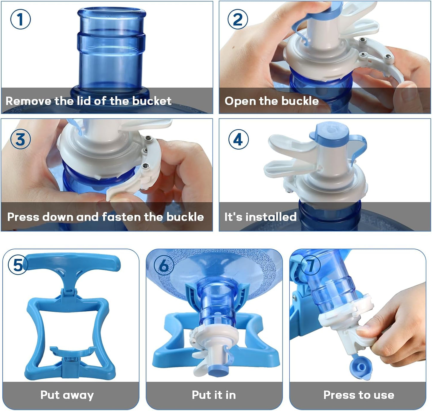 Soporte dispensador agua 3-5gal plegable con boquilla