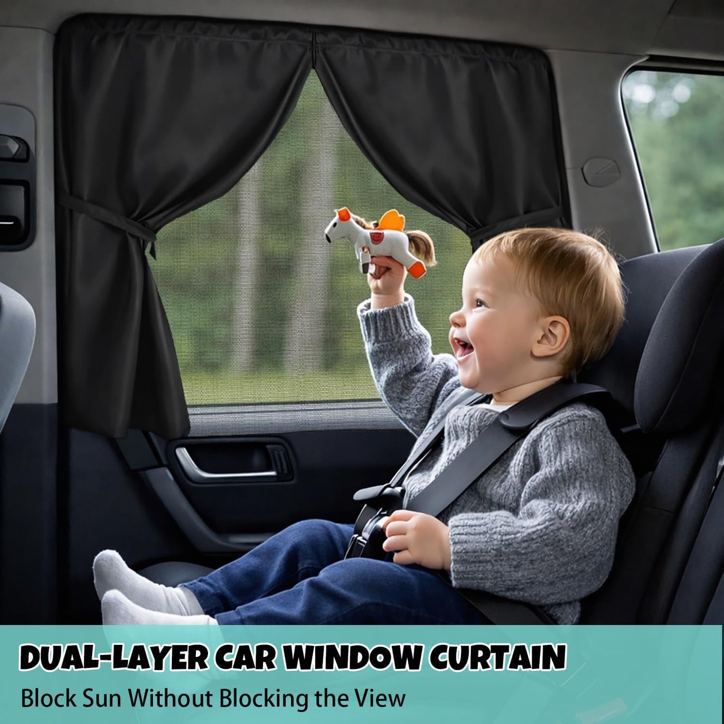 Cortinas magnéticas doble capa para auto bebé opacas transparentes