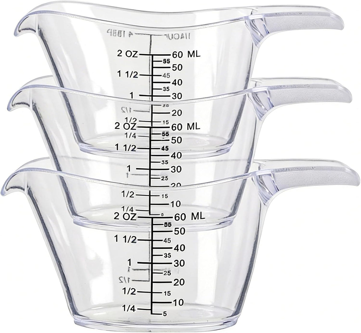 3 Pzas Taza Medidora Acrílica 2oz Transparente