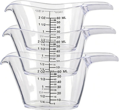 3 Pzas Taza Medidora Acrílica 2oz Transparente