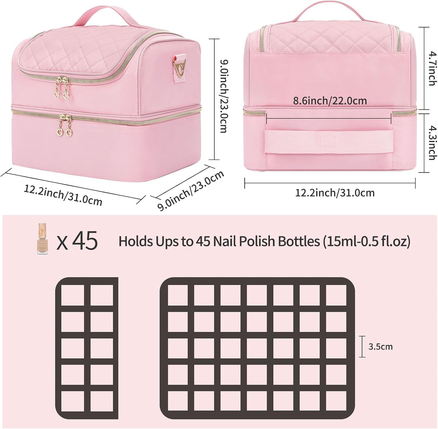 Estuche organiz. esmalte uñas con lámpara de viaje