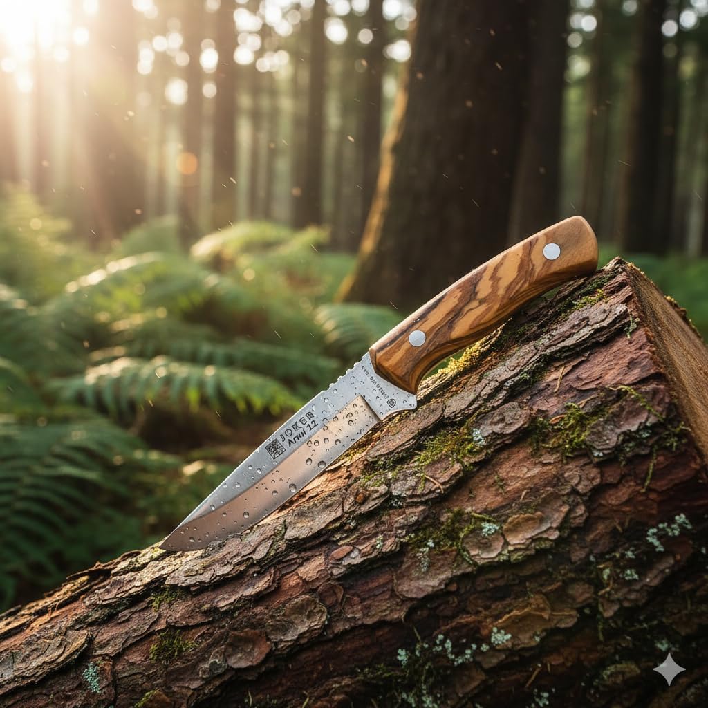 Cuchillo Bushcraft Acero Inox 420 Madera Oliva con Funda