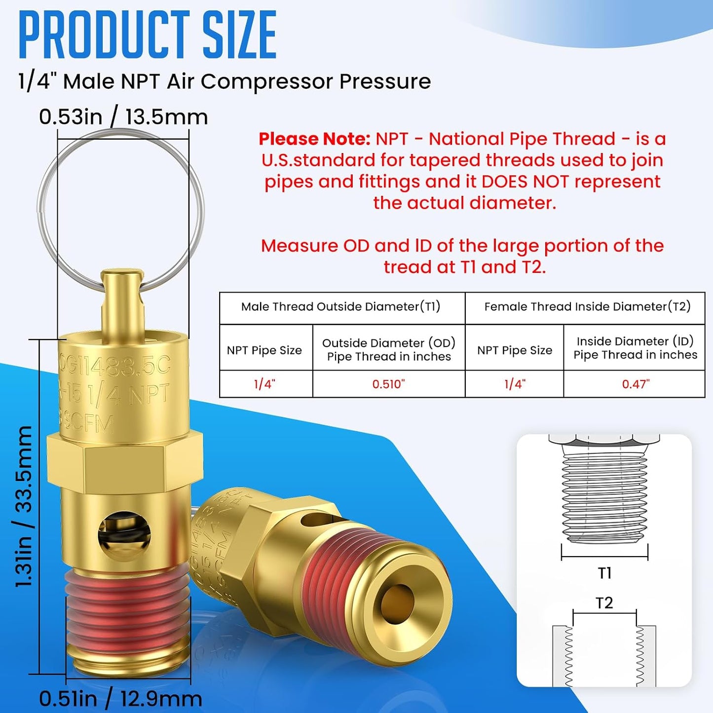Válvula alivio presión compresor aire 200 PSI