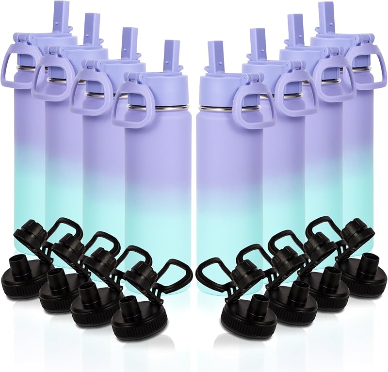 Botella agua acero inox 20oz popote set 8 tazas vacío doble