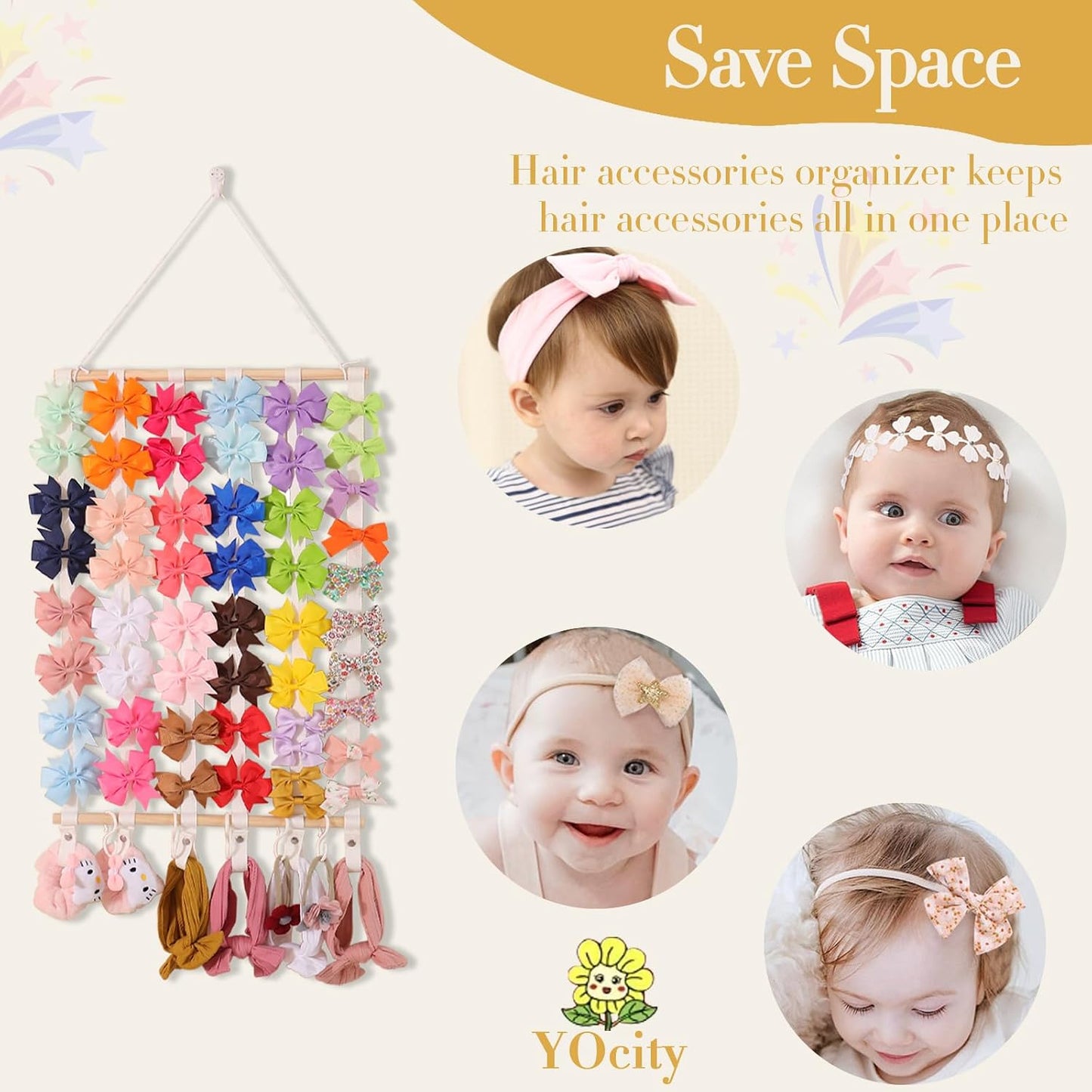 Soporte lazo bebé diadema organiz. cabello blanco