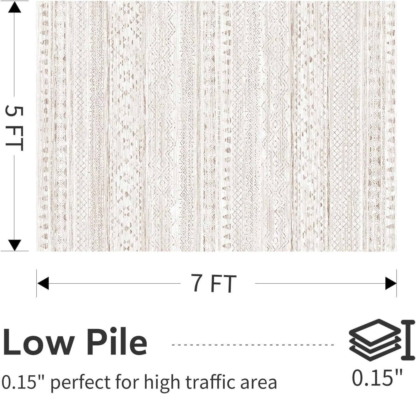 Alfombras área 5x7ft suaves lavables neutras interiores