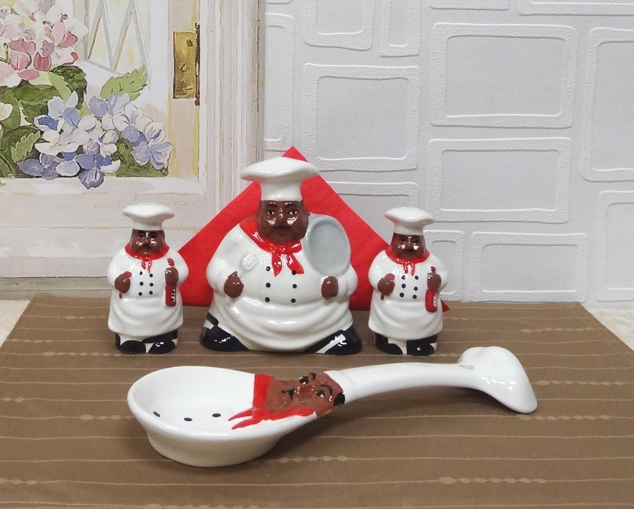 Set mesa estufa cerámica pintada salero pimentero cocina