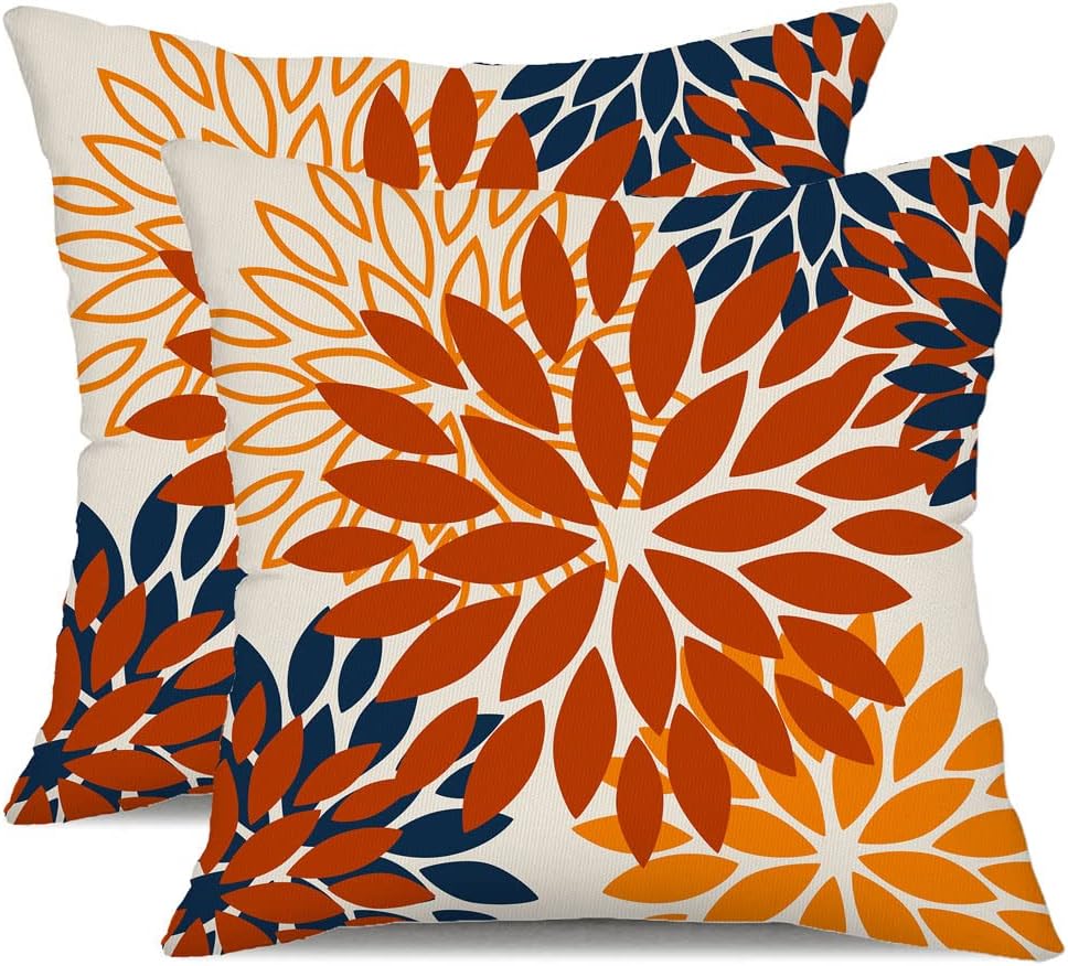 2 Pzas Fundas Cojín Poliéster 18x18" Exterior Floral