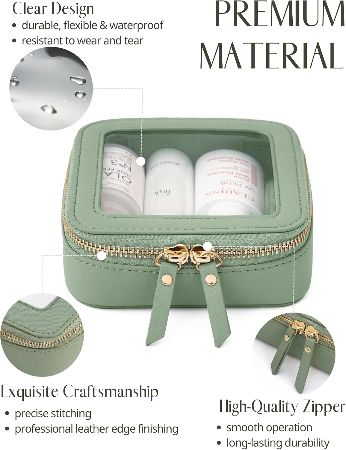 Bolsa maquillaje transparente con cremallera viaje