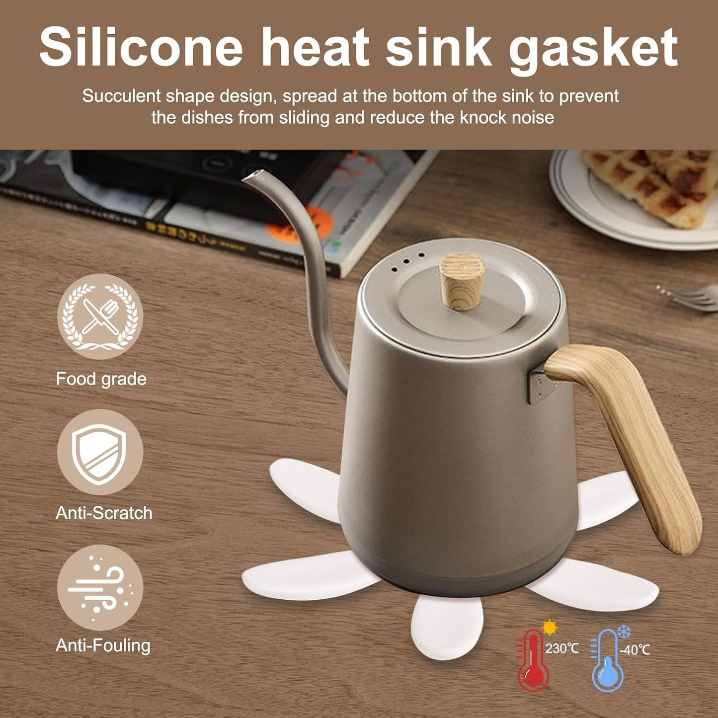 4 Pzas Posavasos Silicona Resistentes Calor con Soporte