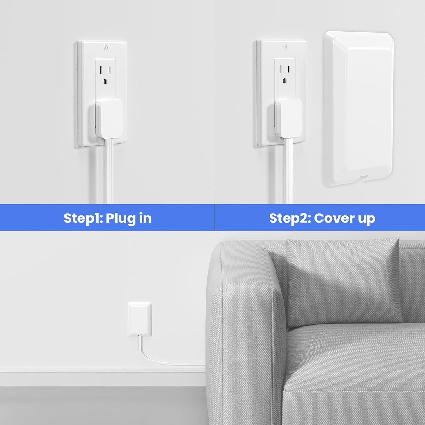 Cable extensión enchufe plano 5ft con 2 salidas CA USB C y A