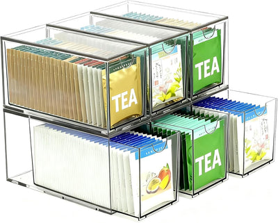 6 Pzas Cajones Organizadores Apilables para Bolsitas de Té Acrílico