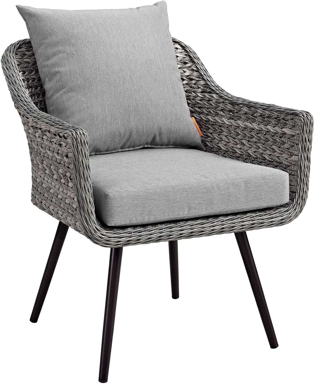 Silla mimbre aluminio para patio con cojines gris