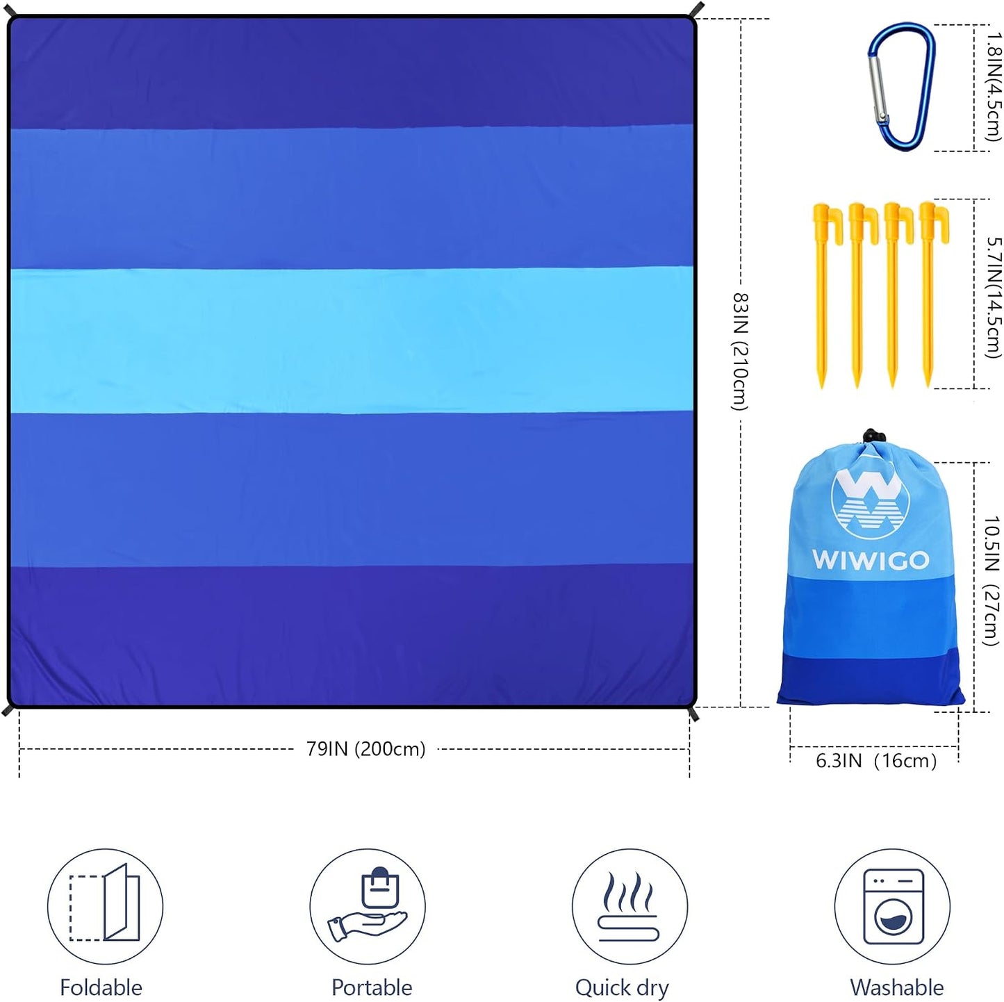 Manta playa impermeable 79x83" para 2-8 adultos
