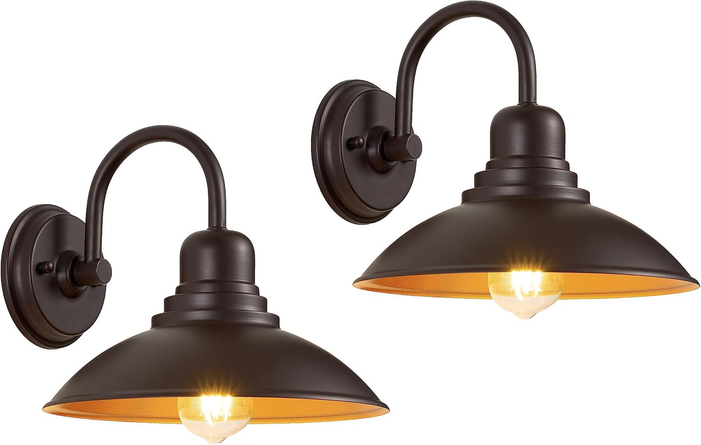 2 Luces Tocador Bronce Aplique Cuello Ganso E26 Metal