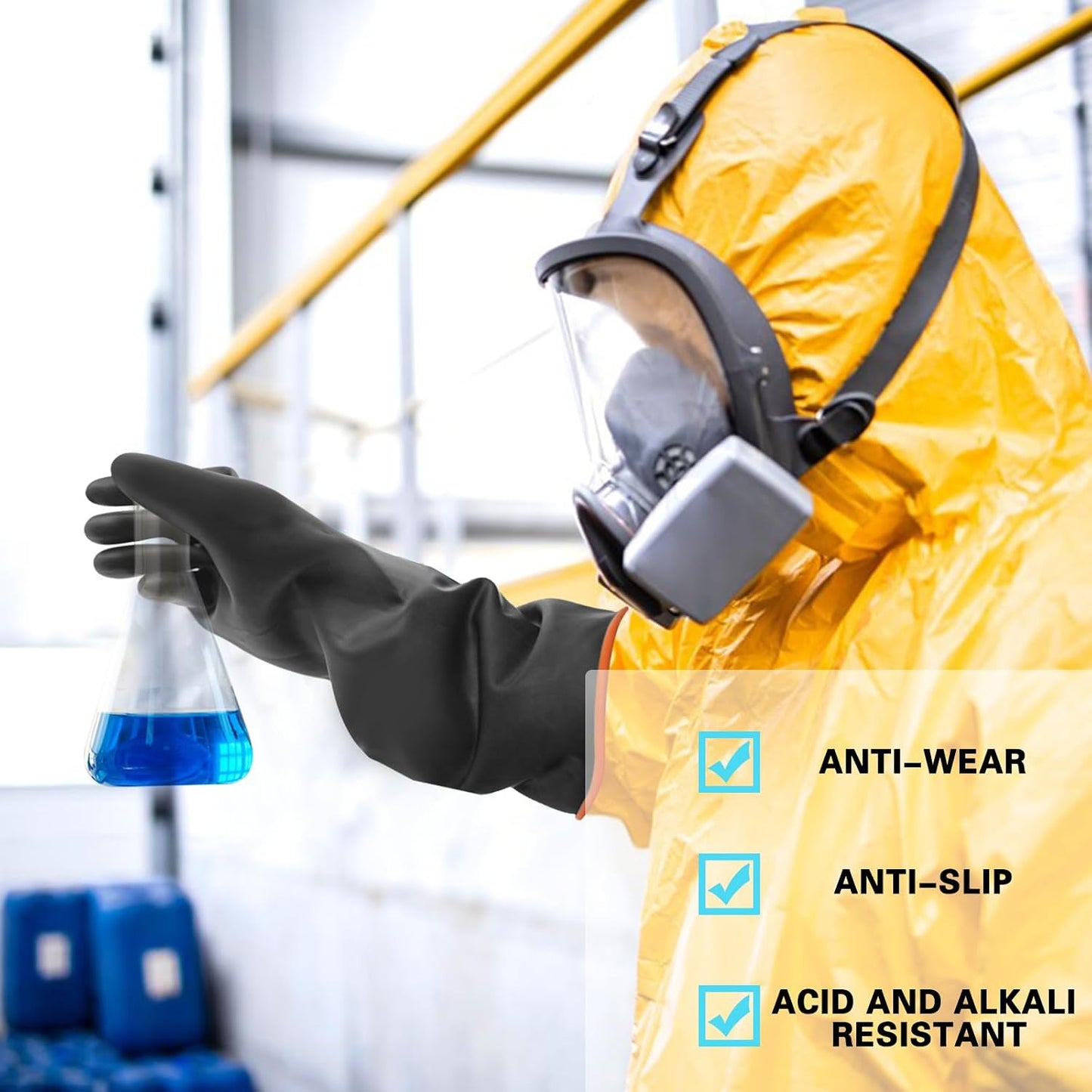 Guantes látex resistentes 21.6pulg limpieza industrial