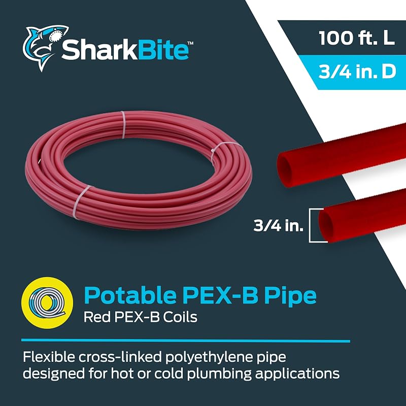 Tubo agua flexible PEX-B rojo 3/4" x100 ft