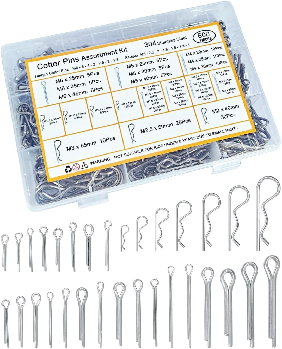 Set 600 pasadores acero inox 304 para automoción