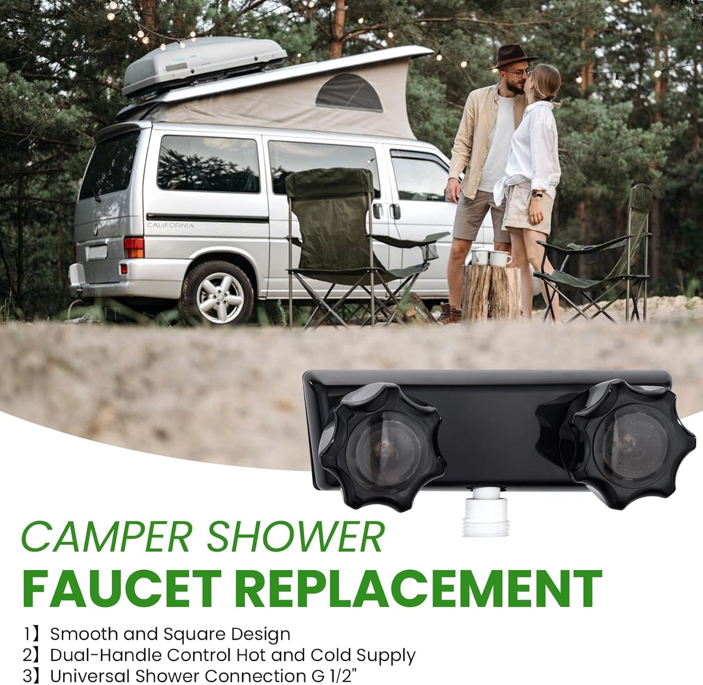 Grifo ducha caravana 4pulg pomos frío caliente ducha al aire libre