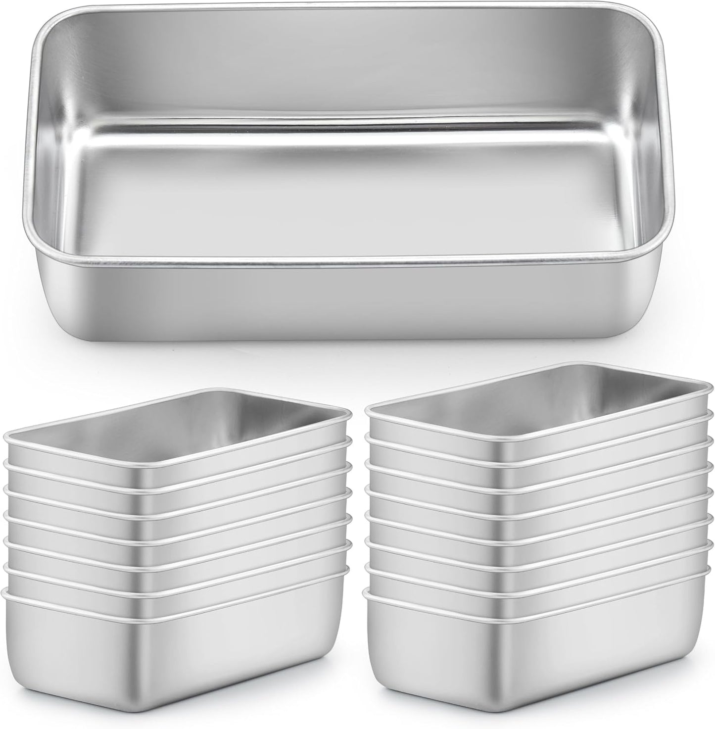16 Moldes Acero Inox 9x5pulg para Pan Brownies